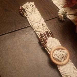 Vtg Crochet Beaded Belt